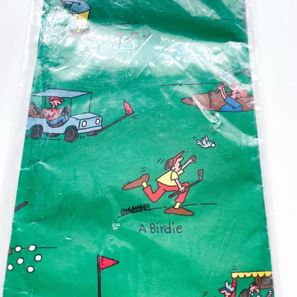 New Vintage Novelty Funny Golf Themed Green Gift Wrap Wrapping Paper 20sqft